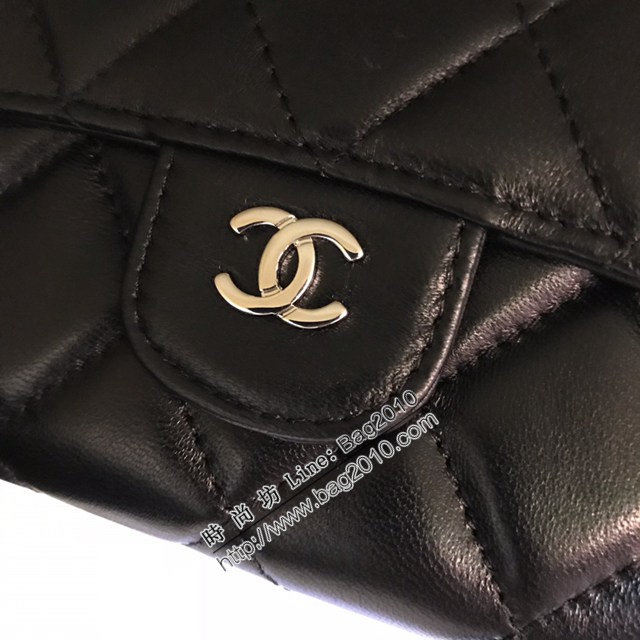 Chanel專櫃經典款女士錢包拉鏈包 香奈兒小羊皮菱格紋cf長款翻蓋錢包80758 djc7047